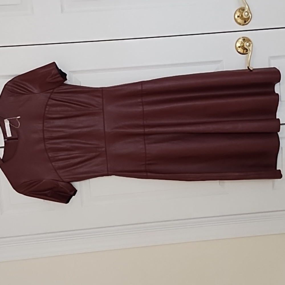 Burgundy faux leather dress